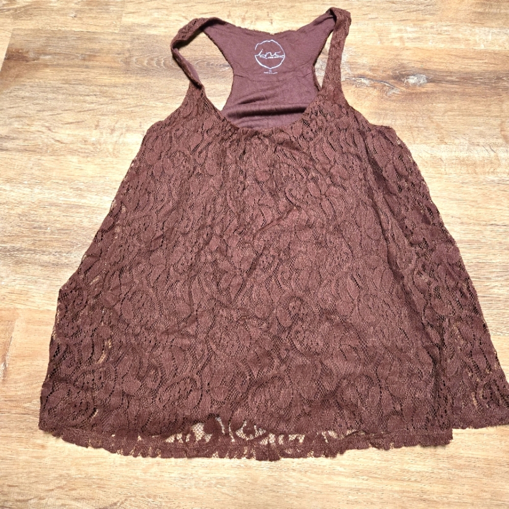 INC International Concepts Brown Lace Tank Top